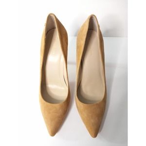Calvin Klein Pointed Toe Brady Suade Leather Upper Brwn Sz 8.5 3.25" Heels Shoes
